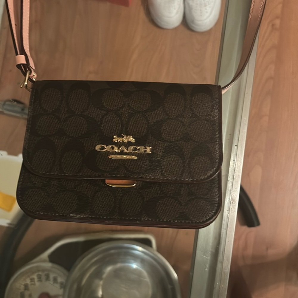 Brown and pink coach bag